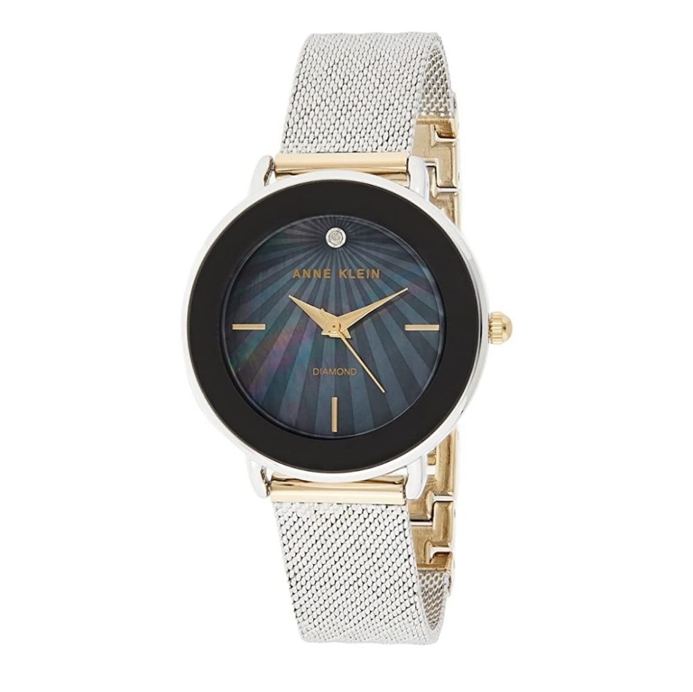 Anne Klein Women's Genuine Diamond Dial Mesh Bracelet Watch - Picture 1 of 6